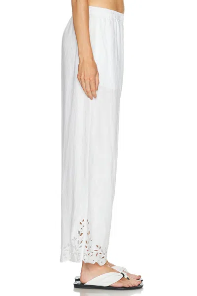 Lunya Embroidered Eyelet Linen Pants In White
