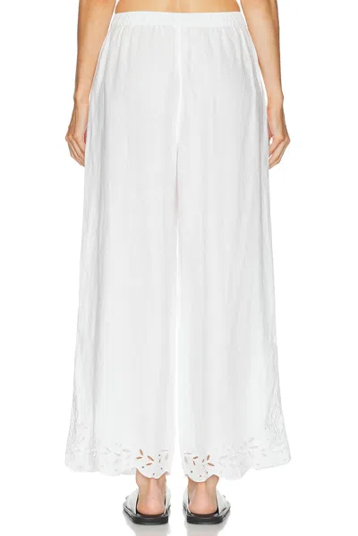 Lunya Embroidered Eyelet Linen Pants In White