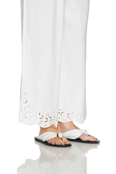 Lunya Embroidered Eyelet Linen Pants In White
