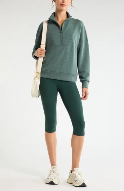Zella Soft Luxe Half Zip Pullover In Green