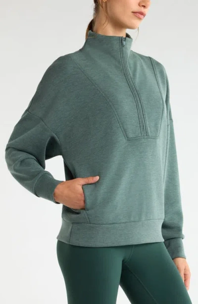 Zella Soft Luxe Half Zip Pullover In Green