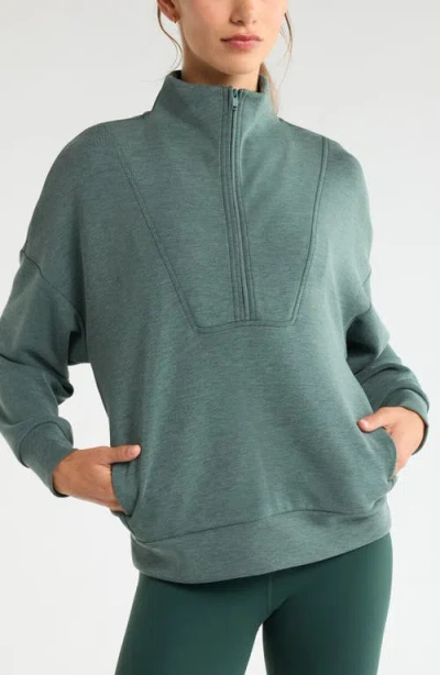 Zella Soft Luxe Half Zip Pullover In Green