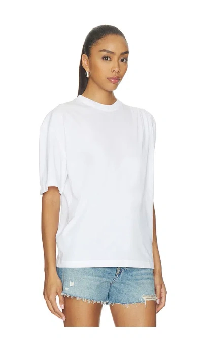 Agolde Souline Ruched Sleeve T-shirt In White