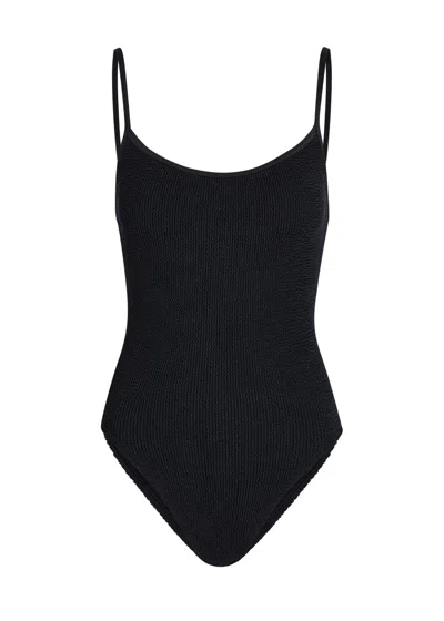 Hunza G Pamela Seersucker Swimsuit In Black