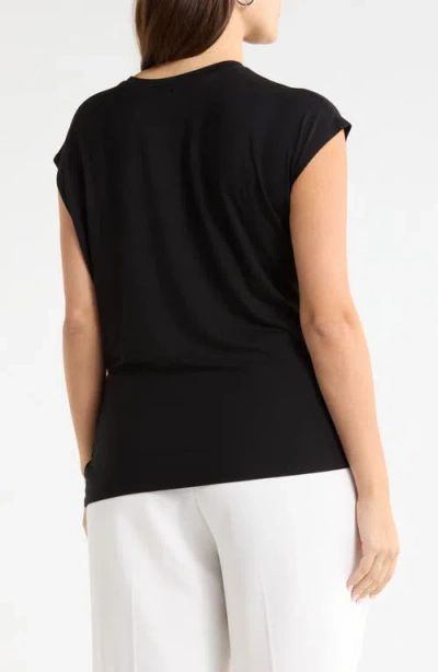 Nordstrom Cap Sleeve Drape Front Top In Black