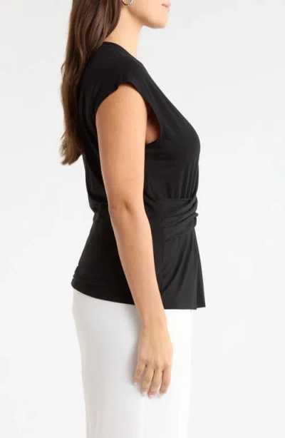 Nordstrom Cap Sleeve Drape Front Top In Black