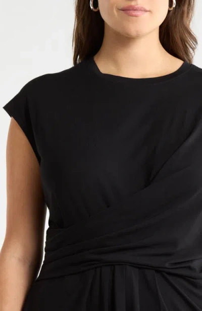 Nordstrom Cap Sleeve Drape Front Top In Black