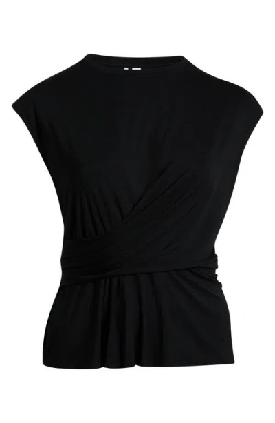 Nordstrom Cap Sleeve Drape Front Top In Black