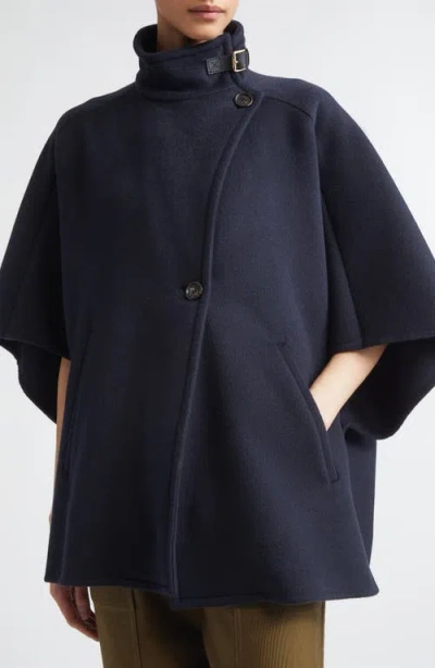 Max Mara Oversize Cashmere Cape In Blue