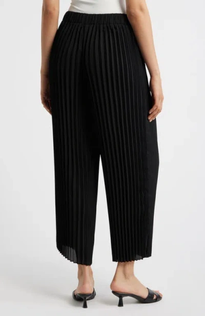 Anne Klein Pleated Pull-on Ankle Pants In Black
