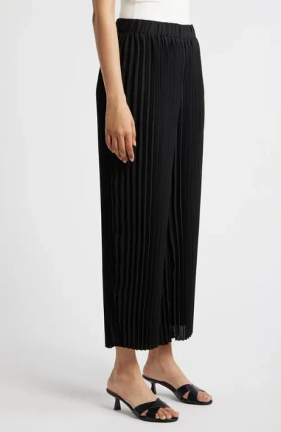 Anne Klein Pleated Pull-on Ankle Pants In Black