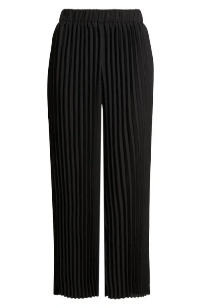 Anne Klein Pleated Pull-on Ankle Pants In Black