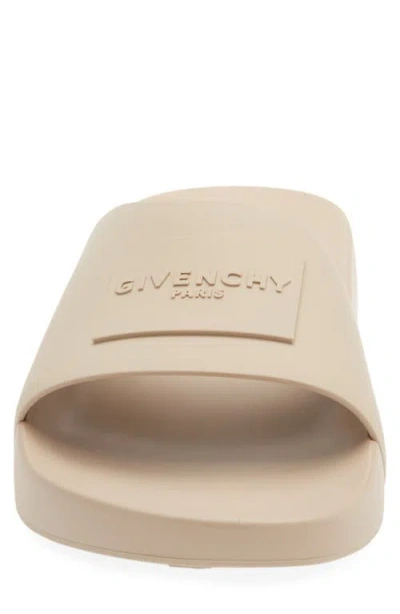 Givenchy Rubber Slide Mules Flat Open Toe Label In Neutral