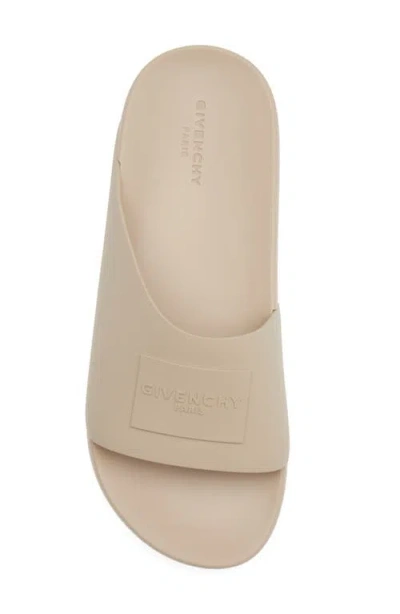Givenchy Rubber Slide Mules Flat Open Toe Label In Neutral