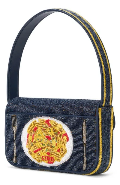 Staud Tommy Small Beaded Shoulder Bag In Multi