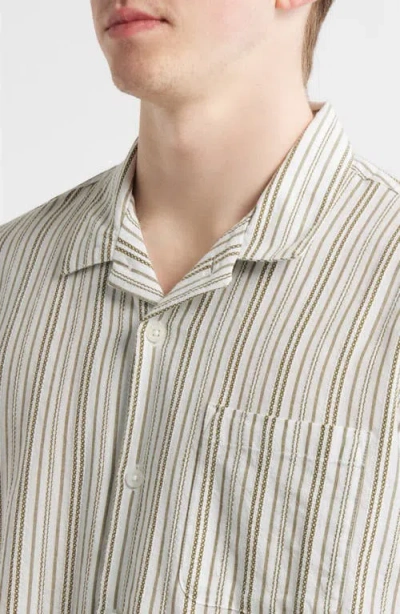 Obey Evans Stripe Camp Shirt In Multi