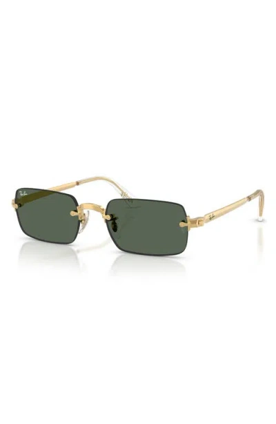 Ray Ban Ray-ban 54mm Polarized Rectangular Sunglasses In Gold