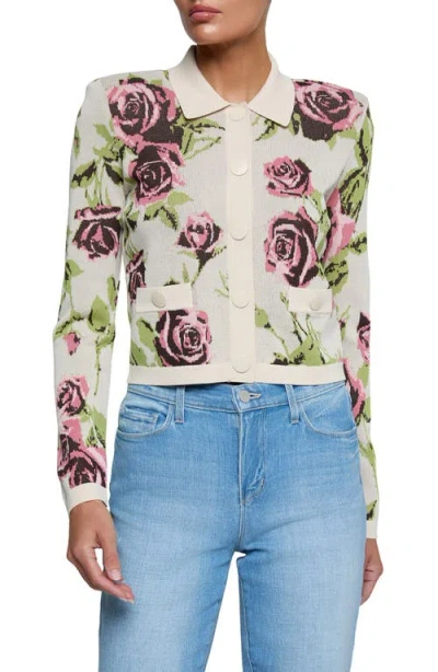 L'agence Western Toile Osiris Jacquard Cardigan In Gray