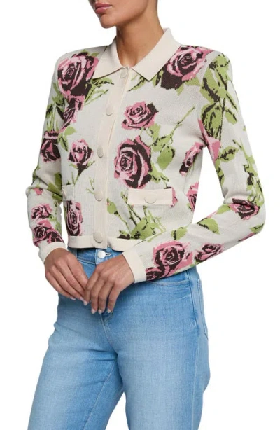 L'agence Western Toile Osiris Jacquard Cardigan In Gray