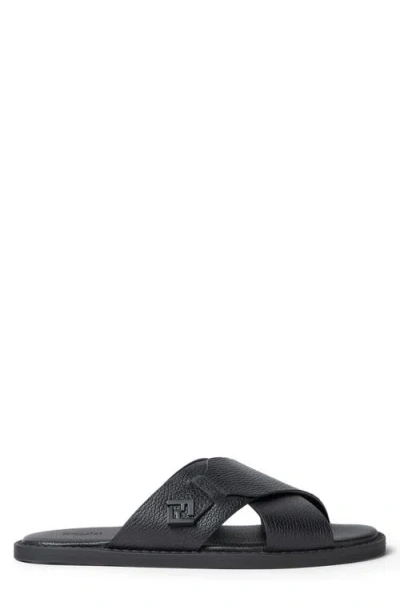 Fendi Crossed X-strap Calfskin Slide Sandals In Multi