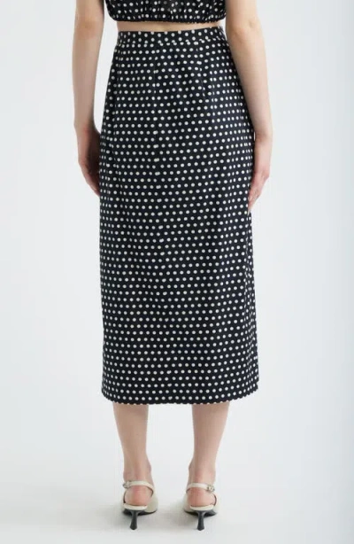 Frame The Dot Front Button Midi Skirt In Black