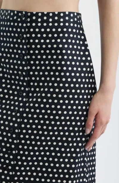 Frame The Dot Front Button Midi Skirt In Black