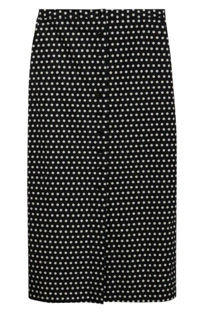 Frame The Dot Front Button Midi Skirt In Black