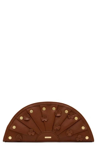 Hammitt Shelley Clutch Sienna Flora Brushed Gold In Brown