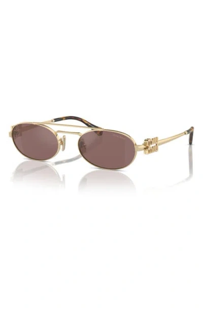 Miu Miu Miu Mens Gold Mu 54zs Oval-frame Metal Sunglasses In Gold