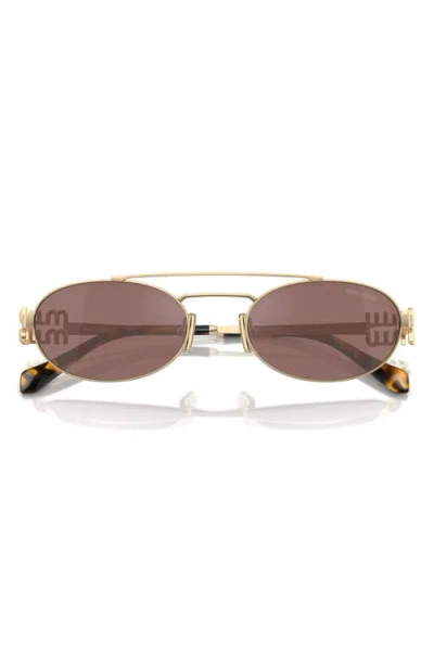Miu Miu Miu Mens Gold Mu 54zs Oval-frame Metal Sunglasses In Gold