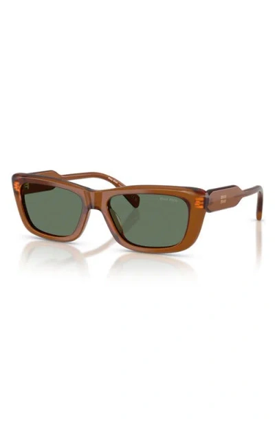 Miu Miu 56mm Rectangular Sunglasses In Brown
