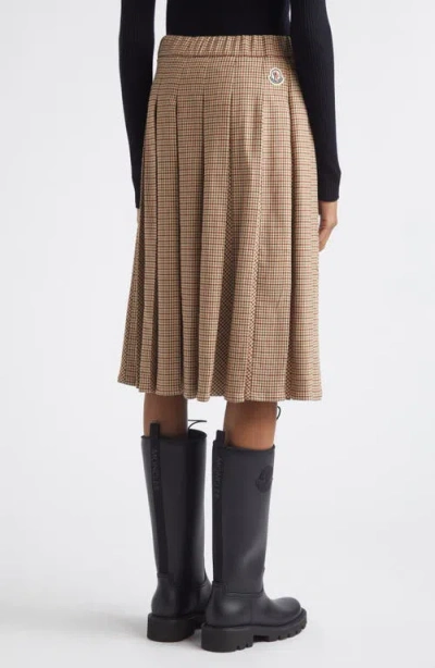 Moncler Check-pattern Pleated Mid Skirt In Neutral