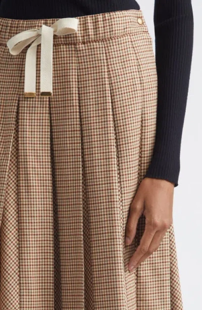 Moncler Check-pattern Pleated Mid Skirt In Neutral