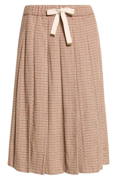 Moncler Check-pattern Pleated Mid Skirt In Neutral