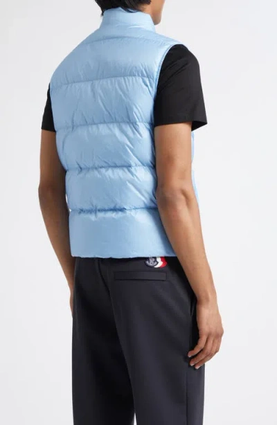 Moncler Baby Bernard Quilted Down Vest With High Collar In Blue