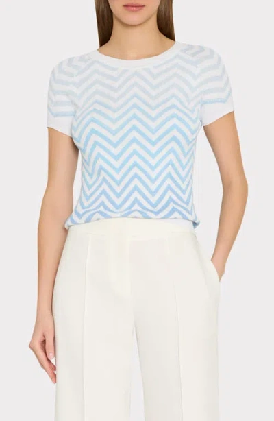 Milly Kaira Metallic Stripe Sweater In Blue
