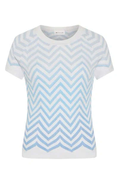 Milly Kaira Metallic Stripe Sweater In Blue