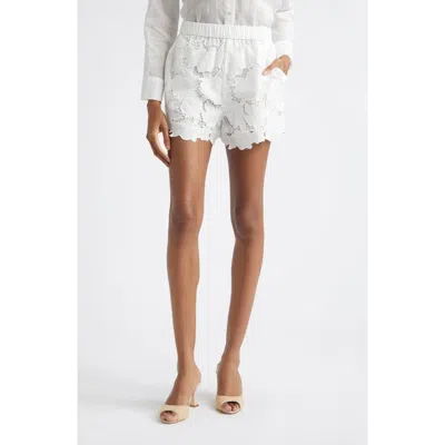 L'agence Laina Pull On Eyelet Shorts Ivory In White