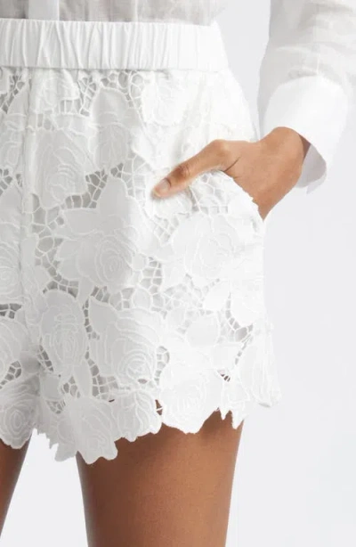 L'agence Laina Pull On Eyelet Shorts Ivory In White