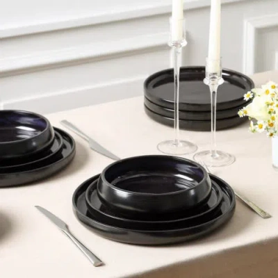 Stone Lain Lagoon Stoneware 24-piece Dinnerware Set In Black