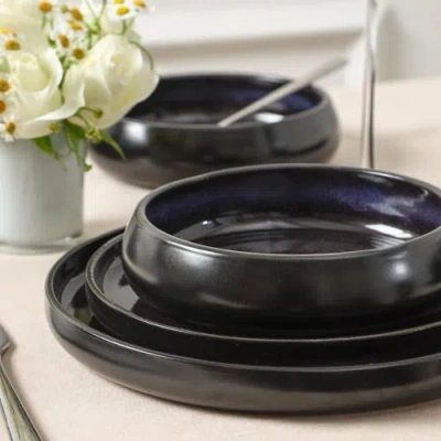 Stone Lain Lagoon Stoneware 24-piece Dinnerware Set In Black