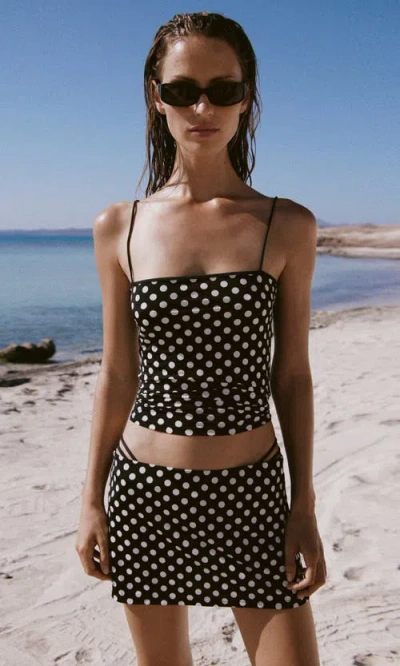 Mango Polka Dot Crop Top In Black