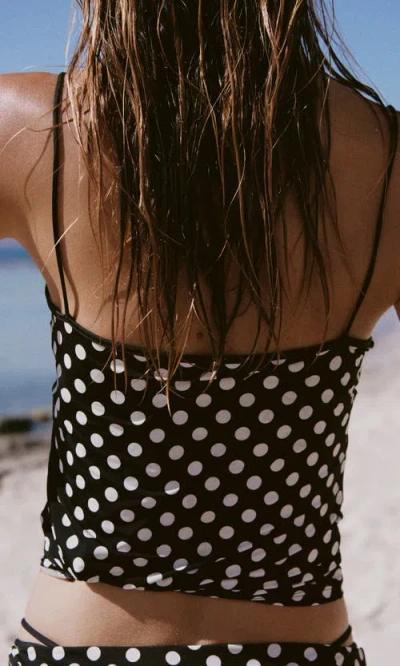 Mango Polka Dot Crop Top In Black