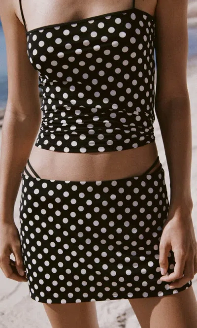 Mango Polka Dot Crop Top In Black