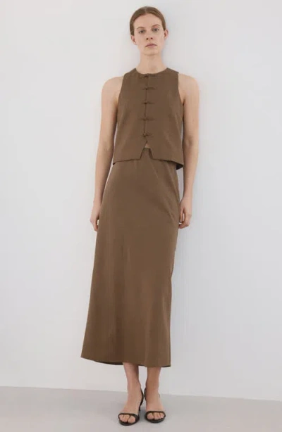 Mango Toggle Closure Vest In Brown