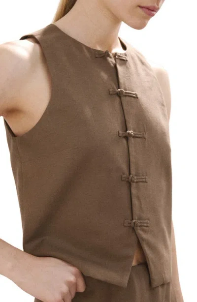 Mango Toggle Closure Vest In Brown