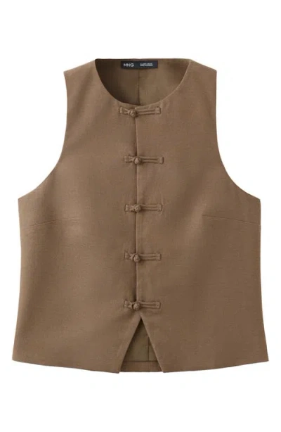 Mango Toggle Closure Vest In Brown