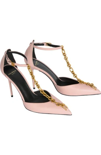 Balmain Sync Leather Stilettos With Pointed-toe In Pink