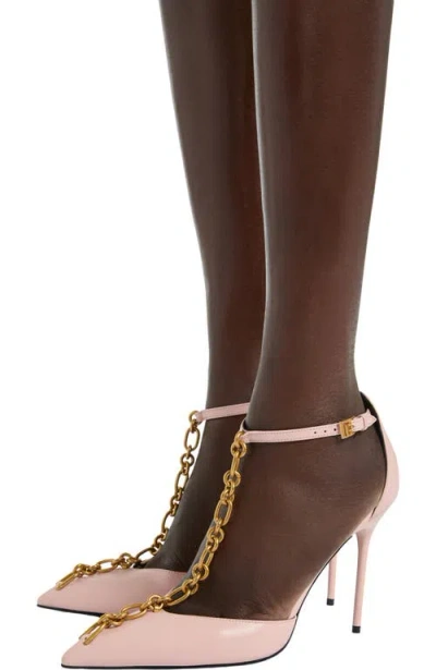 Balmain Sync Leather Stilettos With Pointed-toe In Pink