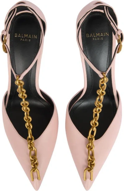 Balmain Sync Leather Stilettos With Pointed-toe In Pink